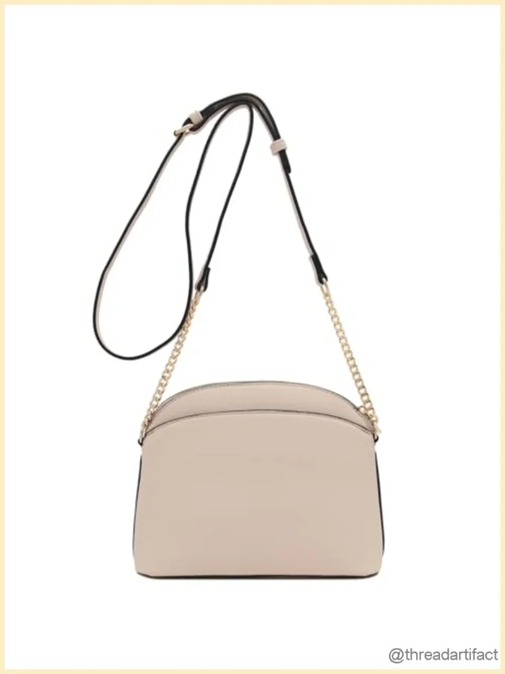 Faux Leather Small Dome Crossbody Bag with Chain Strap